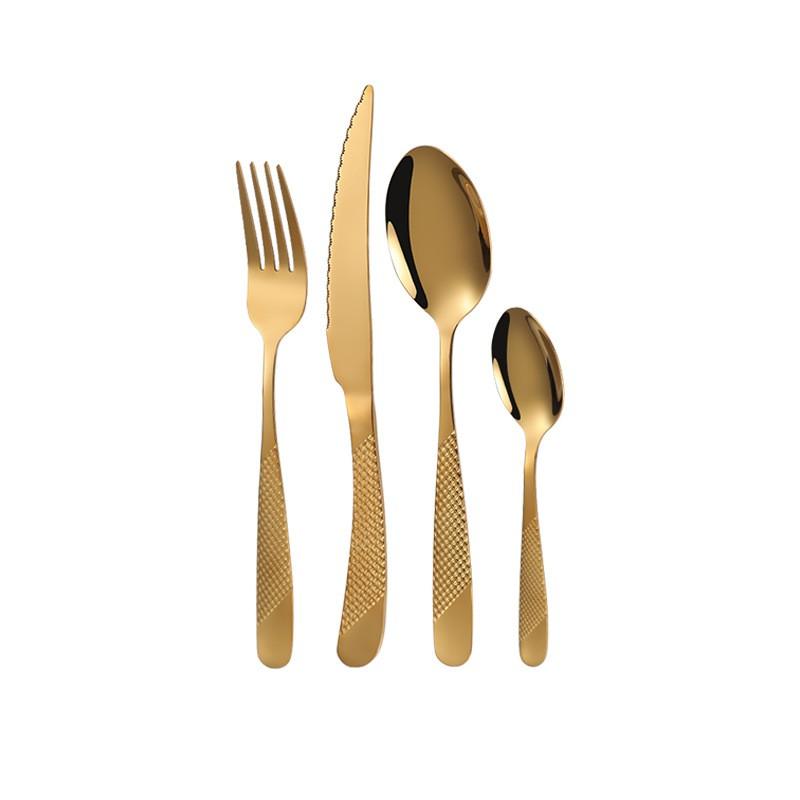 24-Piece Stainless Steel Cutlery Set With Gold-Plated Spoons Forks Knives Dinner Gift Box