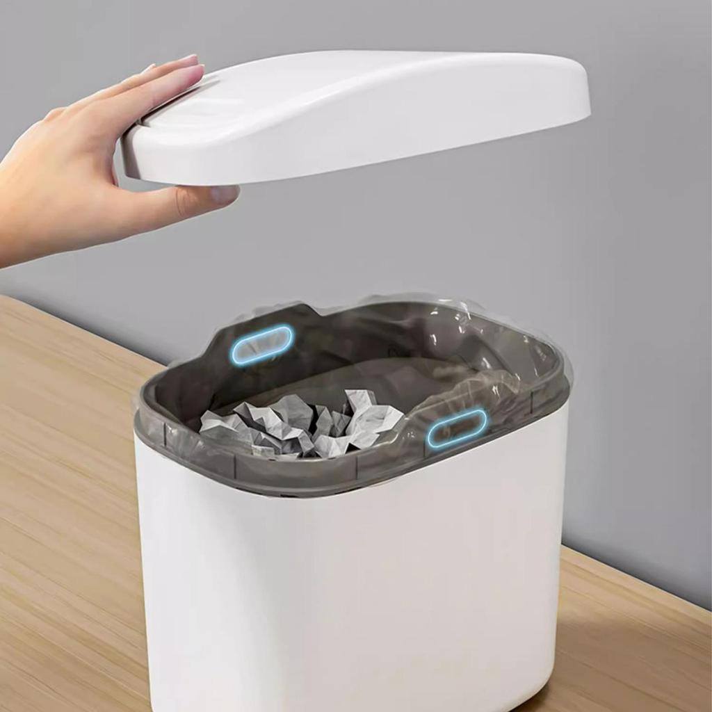 Mini Desktop Trash Can Dispenser with Lid Cylindrical Tabletop Waste Bin Easy To Clean Screw-Off Cap for Office and Coffee Bar