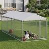 Outdoor Dog Enclosure With Galvanized Mesh And Lock Made Of Steel And Oxford Fabric 4x2.3x2 M Silver