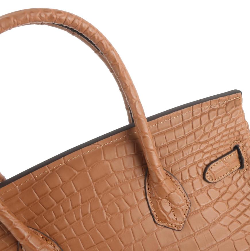 2025 New Matte Crocodile Pattern Platinum Bag With Gold Buckle Elegant Handbag Fashionable Head Layer Leather Shoulder Bag