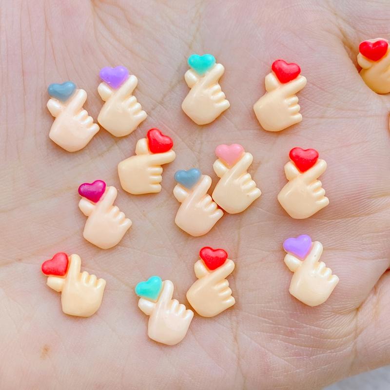 50 шт. Новые Милые 8*11 мм Мини Маленькие Жесты Бисинь Серия Смола Плоская Задняя Сторона Украшение Изготовление Украшений Маникюр Декоративные Аксессуары