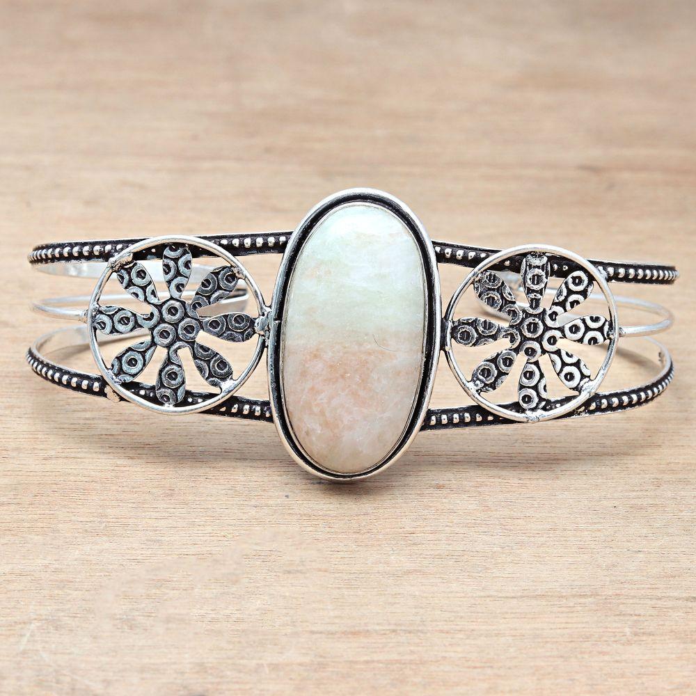 Серебряные ювелирные изделия ручной работы с зеленым септерианским драгоценным камнем, браслеты-манжеты 7 дюймов, регулируемые