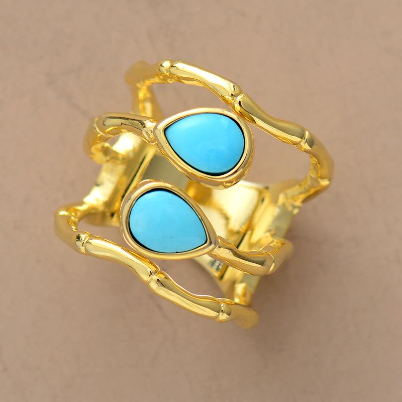 Luxury European and American e-commerce jewelry jewelry for designer turquoise cocktail ring No. 7 fashion light luxury stone jewelry