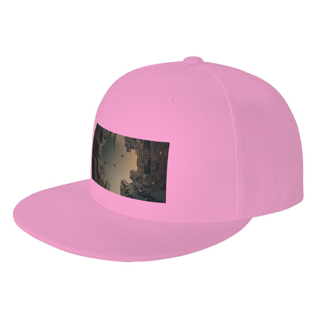 Fashion City View From Below Design Flat Brim Sun Hat Suitable For Square Faces Visor Cap