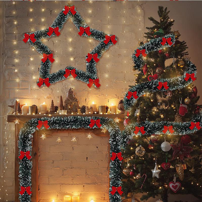 Для DIY Рождественского Веночка Украшения на Елку Новогодний Декор для Дома Искусственная Рождественская Гирлянда Xmas Гирлянды с Бантом