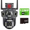 New EU 12MP PTZ WiFi 6K Dual Lens Screen Camera Wireless Three Screens Protection Motion Detection Outdoor IP CCTV Survalance Home Protection