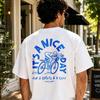 It's A Nice Day for Coffee & Cycle Blue Graffiti Cyclist Slogan Back Print T Shirt Cotton Tee O