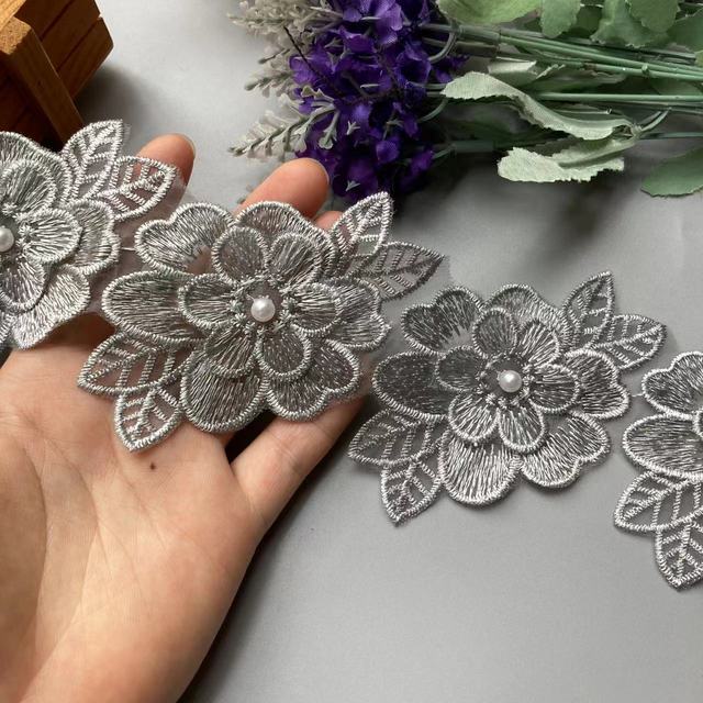 10x жемчужный цветок, двухслойные крылья, вышитая кружевная бейка, вязаная лента, цветочная аппликация, нашивки, платье, ткань, швейное ремесло, 9 см