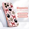 Чехол со стильным узором из разноцветных бантиков для iPhone 17 Pro Max iPhone 16 15 14 13 Pro Max Магнитный для Magsafe Гибридный ТПУ+ПК Матовая крышка