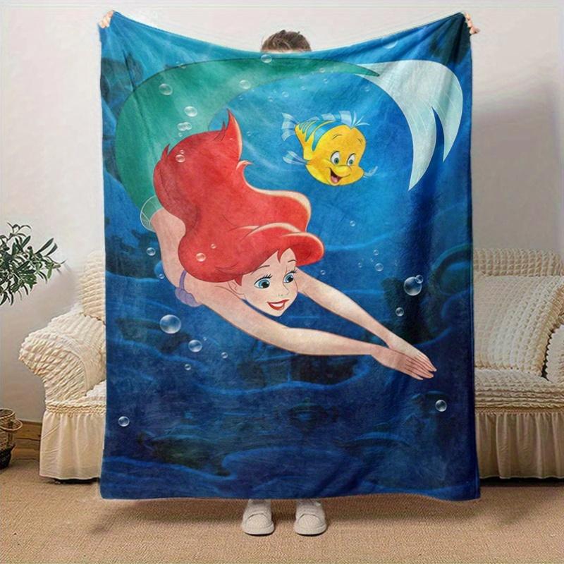 1 шт., Плед-хвост русалки принцессы Диснея Ариэль, Домашний декор, Плед для дивана, Плед для улицы, Подарок друзьям, Фланелевая покрывало