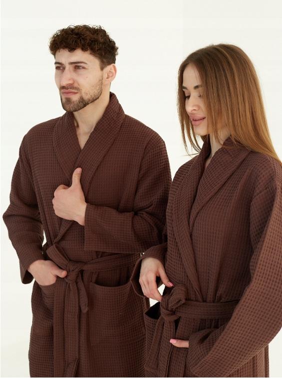 Unisex Waffle Bathrobe Long With Pockets, 100% Cotton, Quick-Drying, M