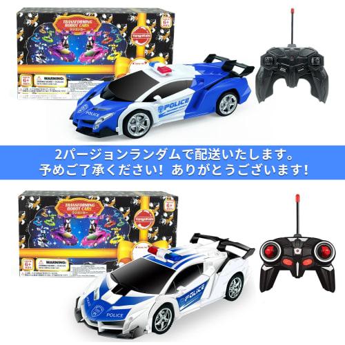 1/18 Scale Transforming RC Car, Robot Toy, Police Car, Stunt Car, Multifunctional, Transforms Into a Robot, LED, 360-Degree Rotation, Remote Control,