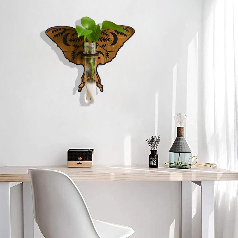 1Pc Butterfly Style European Style Test Tube Originality Wooden Bohemia Hollow Out Wall Decoration Plant Rack