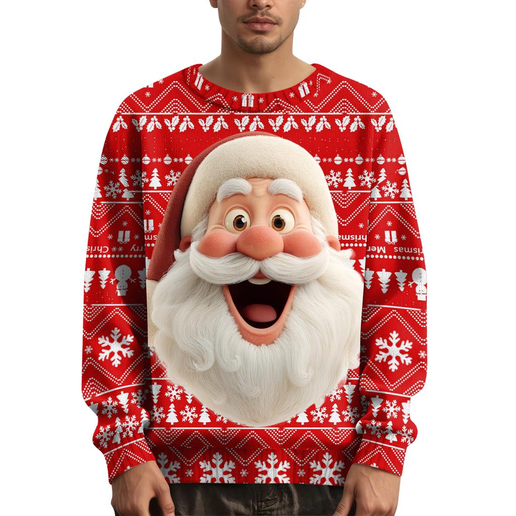 Мужской рождественский свитер с принтованным воротником