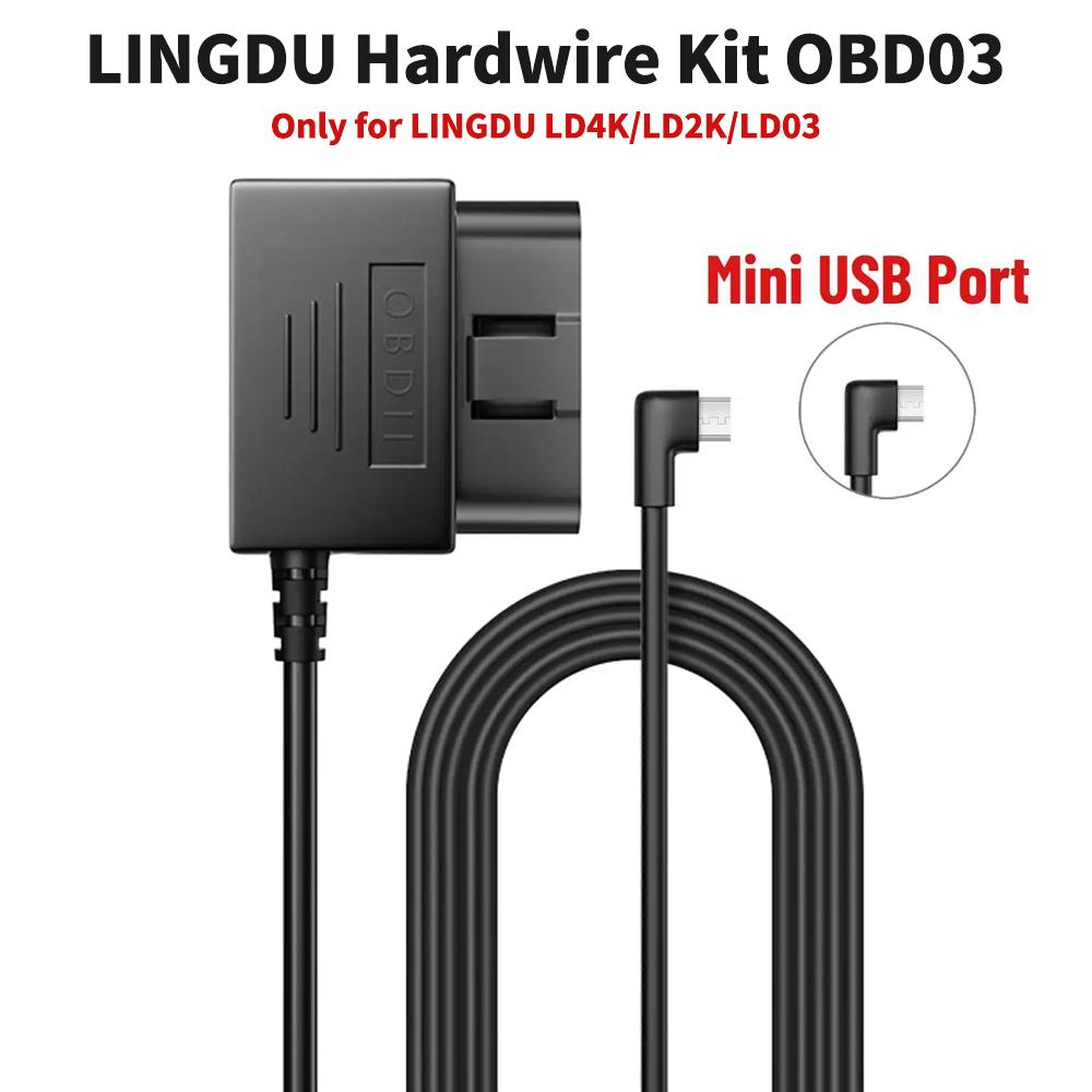 LINGDU OBD Hardwire Kit Type C Port/Micro USB Port/Mini USB for LINGDU D500 LD06 Car Dash Cam Cable Charger 24H Parking Monitor