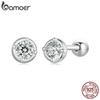 925 Sterling Silver Bezel Setting Moissanite Stud Earrings Round Cut Lab Diamond Earrings for Women Wedding Jewelry Gift