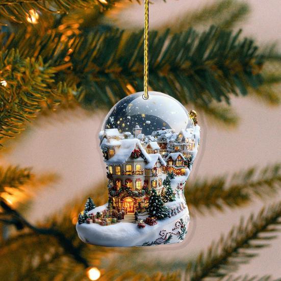 Yousheng Рождественский Снежный Деревенский Дом Украшение Бревенчатая Хижина Дерево Подвесное Украшение Акриловый Подвесной Декор Для Домашней Вечеринки Автомобильный Декор