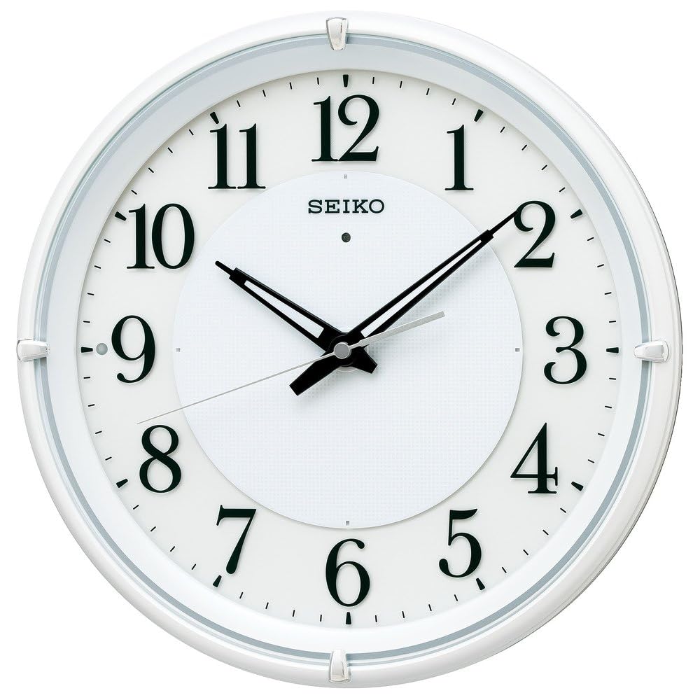 Seiko Clock Wall Clock, Automatic Illumination, Radio Controlled, Analog, Visible Even at Night, Fine Light NEO, White Pearl KX233W