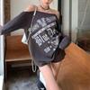 2026 Европейские и американские Spice Girls Сексуальный топ с одним плечом, длинный рукав, футболка, летний свободный, темперамент, чистая страсть, короткий, с открытыми плечами