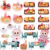 Mini Doll Accessories For 17cm Labubu Doll Mini Cartoon Model Fried Chicken Set Bread Cake Dessert Set Dollhouse Gift,Girl's Toy
