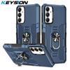 KEYSION Противоударный защитный чехол для Samsung A05S A05 A15 A25 A24, силиконовая подставка с металлическим кольцом + задняя крышка для телефона из ПК для Galaxy S23 FE