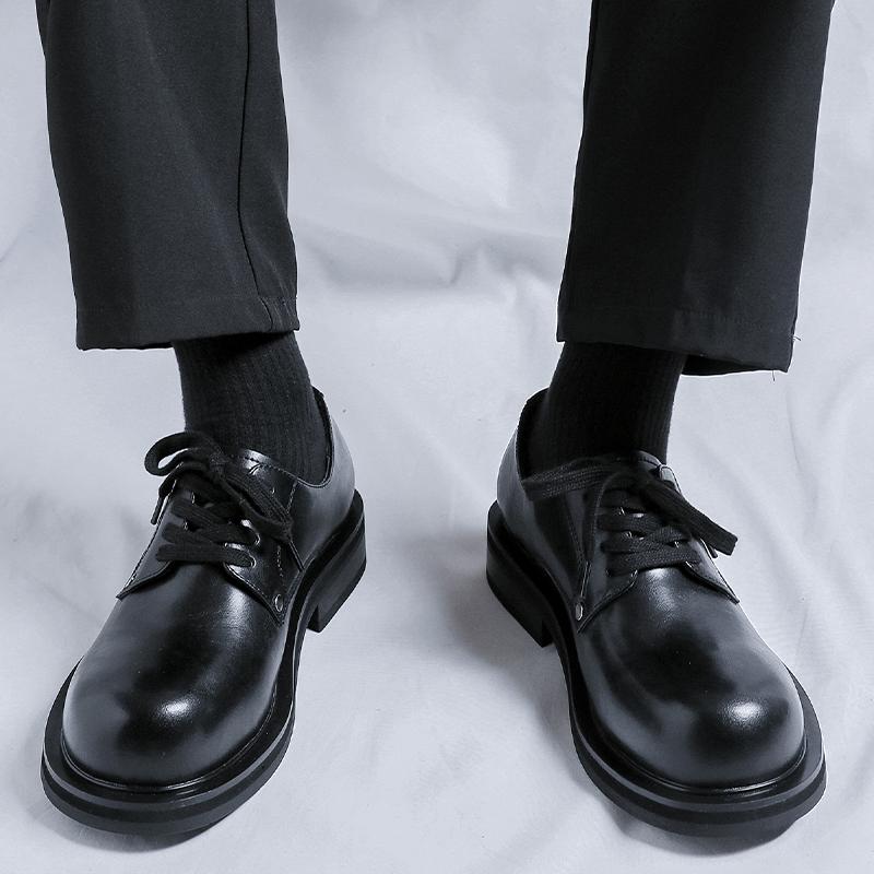 Модные брендовые повседневные кожаные туфли мужские на высокой подошве на платформе японские Харадзюку корейские уличные модные деловые свадебные кожаные туфли