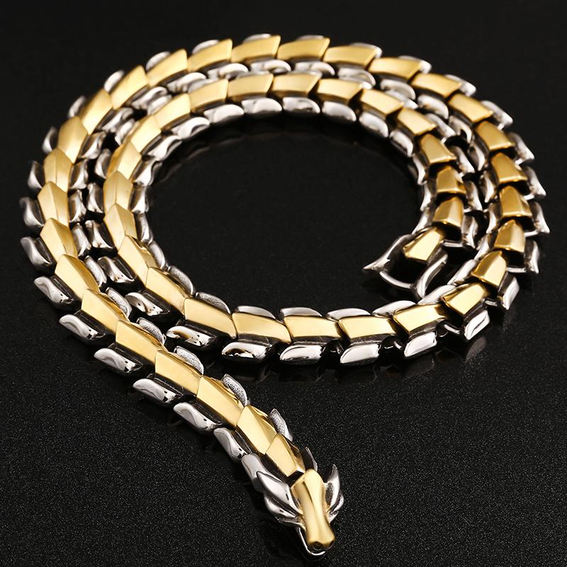 Панк-рокер, ширина 15 мм, цепочка-колье с килем дракона для мужчин, твердая нержавеющая сталь, мужские ювелирные изделия на шее, аксессуары, подарки для него