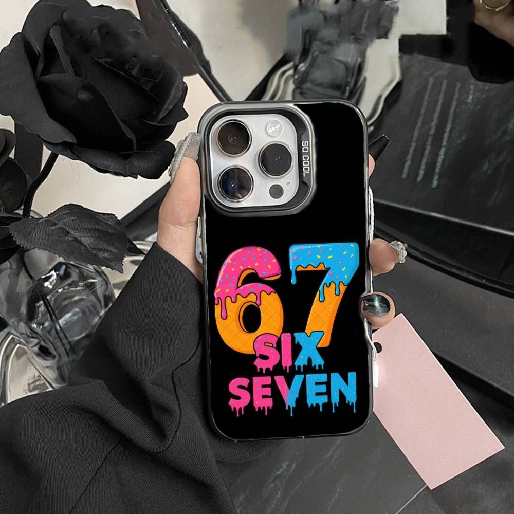 Six Seven S-67 Phone Case For iPhone 17,16,15,14,13,12,Pro MAX Black Matte Shockproof Cover