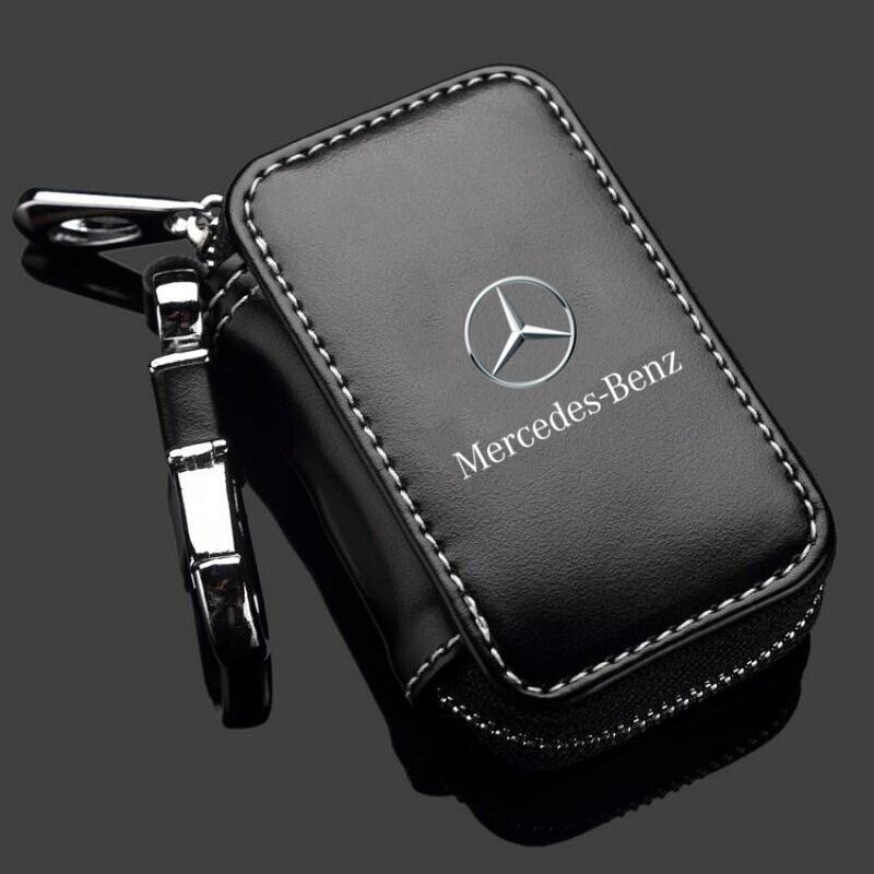 D4Car Key Bag Zipper Case Leather Key Fob Pouch For Mercedes benz E GLK CLS A W204 W213 W221 ML ABR Apple Tree c200 Accessories