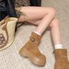 Fashion Retro Platform Heightened Boots Women's 2025 Autumn New Versatile Skinny Booties British Style