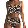 Bikini 2025 Women Women'S Bikini Leopard Print High Waist Swimsuit Belly Cover Sequin Gold Elastic Band Maillot De Bain Femme