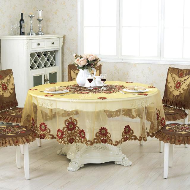Round Table Cloth European Garden Embroidered Shape Dining Tablecloth Rose Flower Tea Carbinet Cover Cushion Wedding Decoration