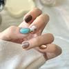 Коричнево-зеленый прыгающий цветной клетчатый кошачий глаз нежный белый ретро накладка для ногтей носить ноготь короткий съемный 30 штук