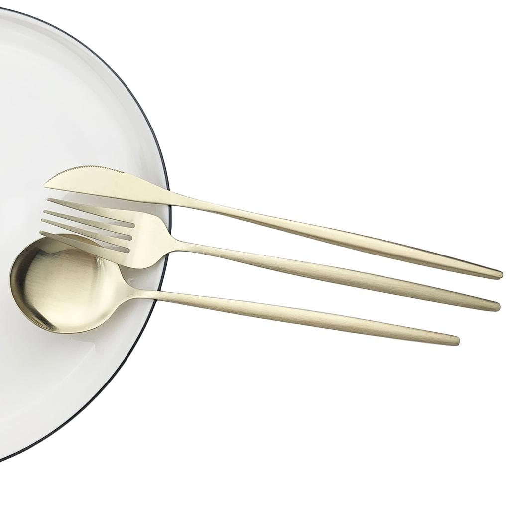 Matte Tableware Set Gold Cutlery Set Stainless Steel Dinnerware Set Knife Fork Spoon Flatware Teaspoon Western Kitchen Silverware
