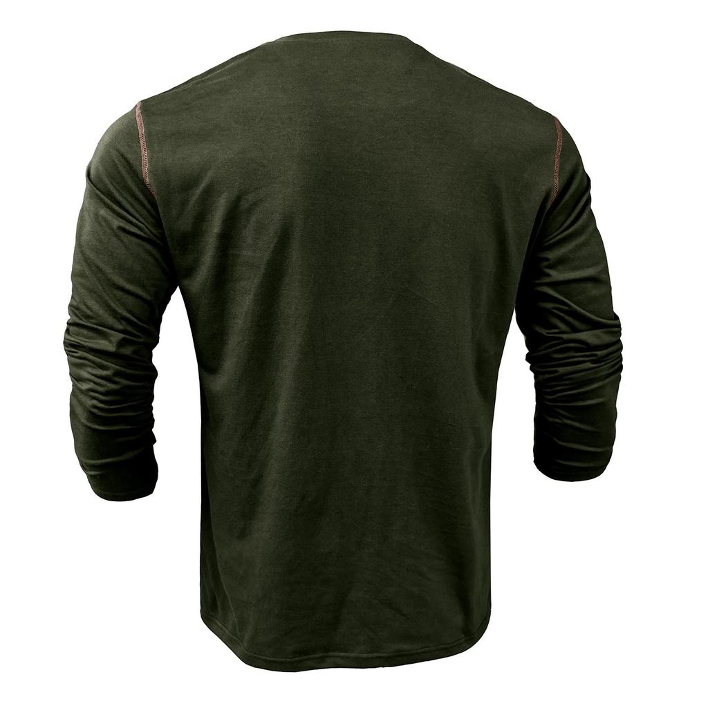 Мужские рубашки на пуговицах с длинными рукавами Хлопковые пуловеры Трикотажные футболки соответствующего цвета Пуговицы Круглый вырез Топы с нагрудными карманами Стильная повседневная мужская одежда