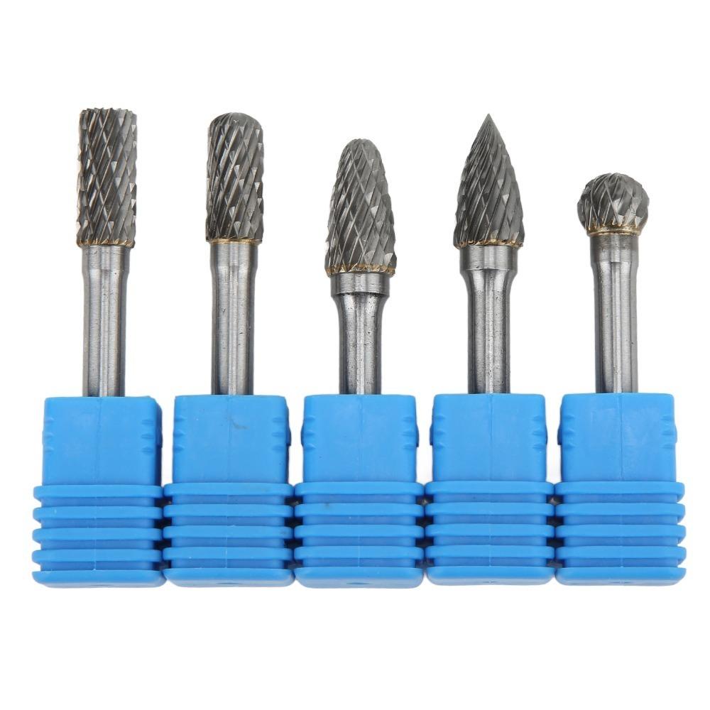 5PCS Alloy Steel Carbide Rotary Burr Set 6x10mm Rotary Burr File Set  Weld Seam Trimming