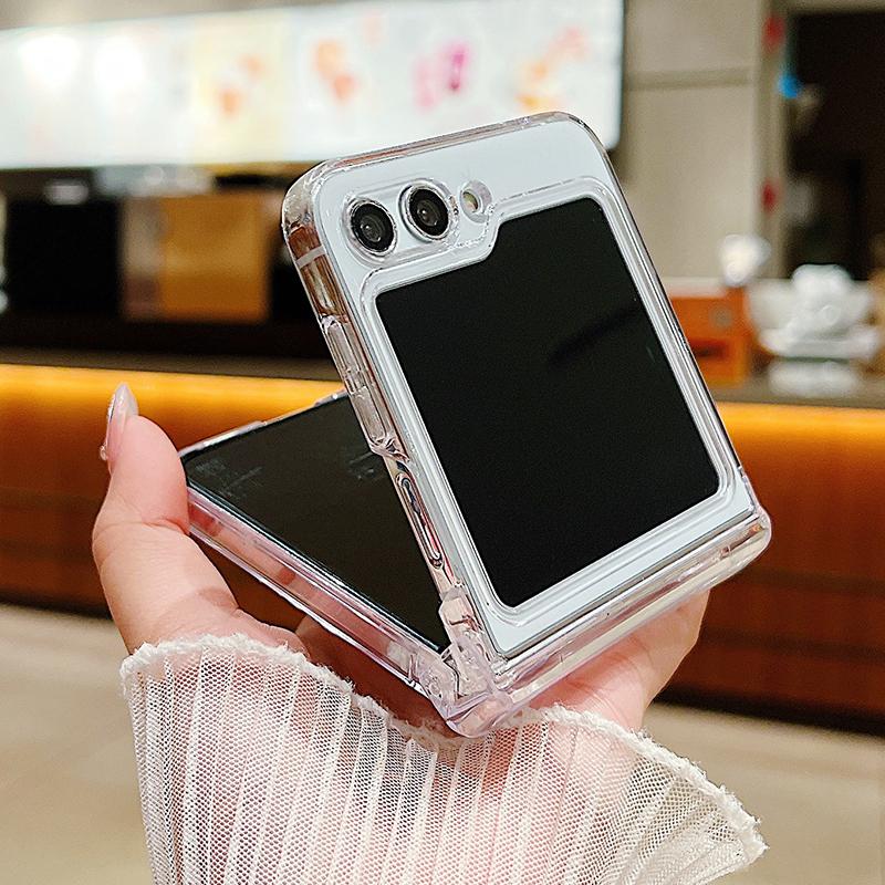 Cute Bowknot Pattern Clear Case For Samsung Galaxy Z Flip 6 5 4 3 5G Hard PC Folding Phone Cover For Samsung Z Flip5 Flip4 Flip6
