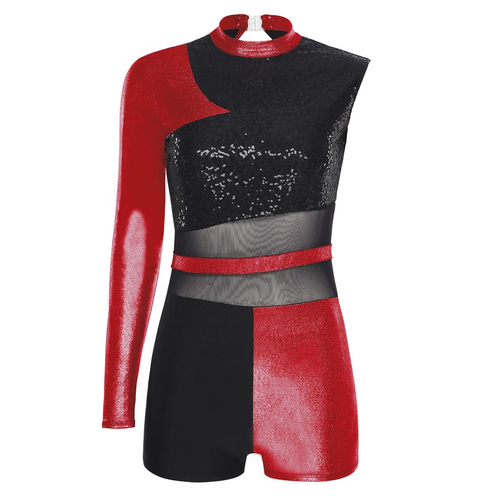 Женский комбинезон для танца ча-ча с открытой спиной, шортиками, блестящими пайетками, металлическим блеском, костюм для бальных танцев