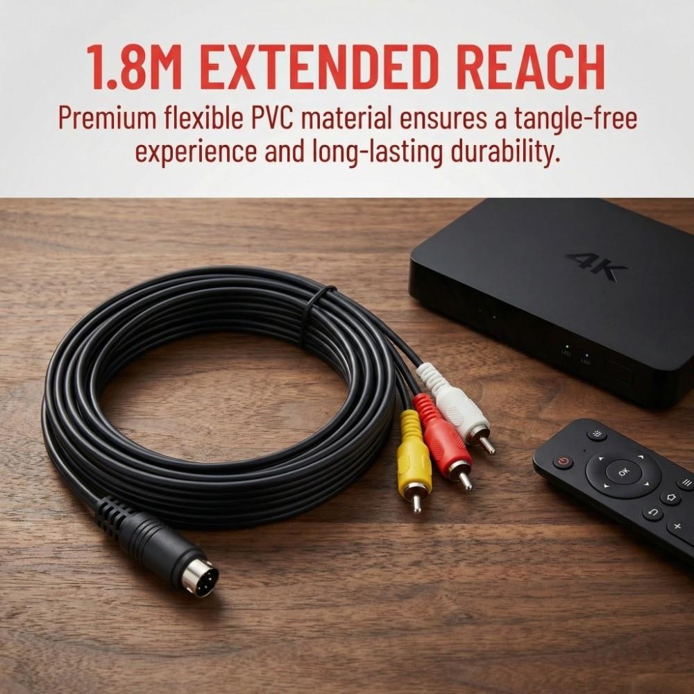 Plug and Play Mini DIN 9 Pin to 3RCA Cable Male to Male Mini DIN Cable Musical Instrument