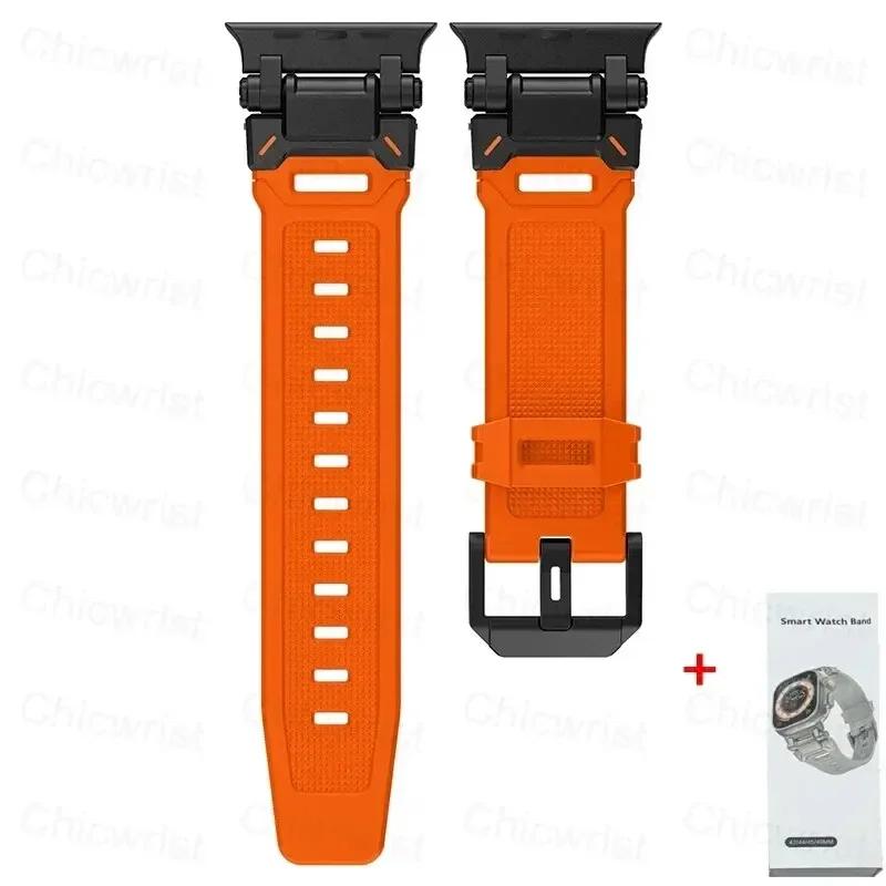 Мягкий ремешок для Apple Watch Ultra 2 49 мм 45 44 42 46 мм Металлический коннектор из нержавеющей стали Браслет из ТПУ iWatch 10 9 8 7 6 SE 5 4