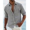 Полосатая мужская рубашка с длинным рукавом, весенне-осенний кардиган на пуговицах, карман, свободная повседневная рубашка
