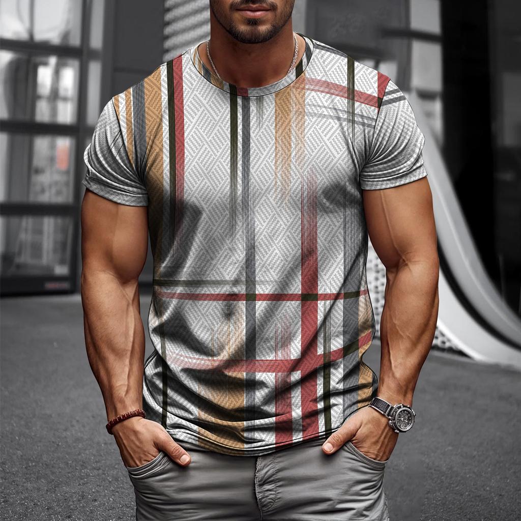 Инновационная мужская футболка с 3D-полосками и геометрией, летняя уличная футболка с коротким рукавом, хипстерские повседневные топы в стиле Харадзюку