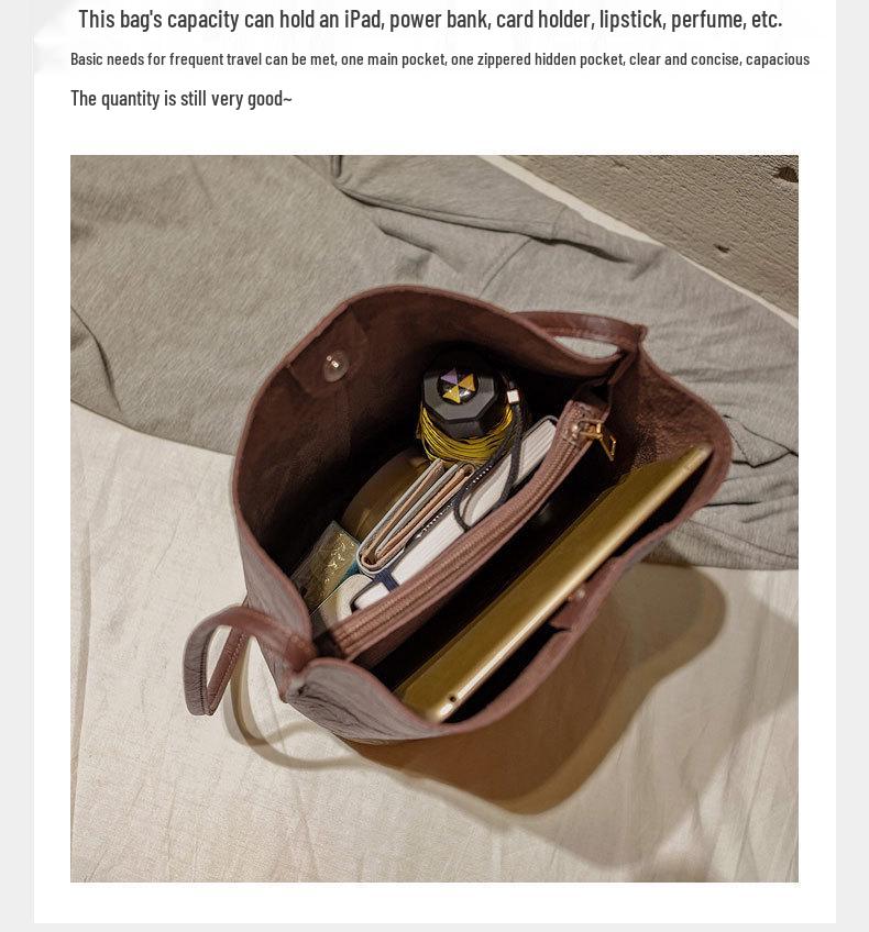 2025 Retro Suede Leather Bucket Handbag - Large Capacity Women's Crossbody & Shopping Bag