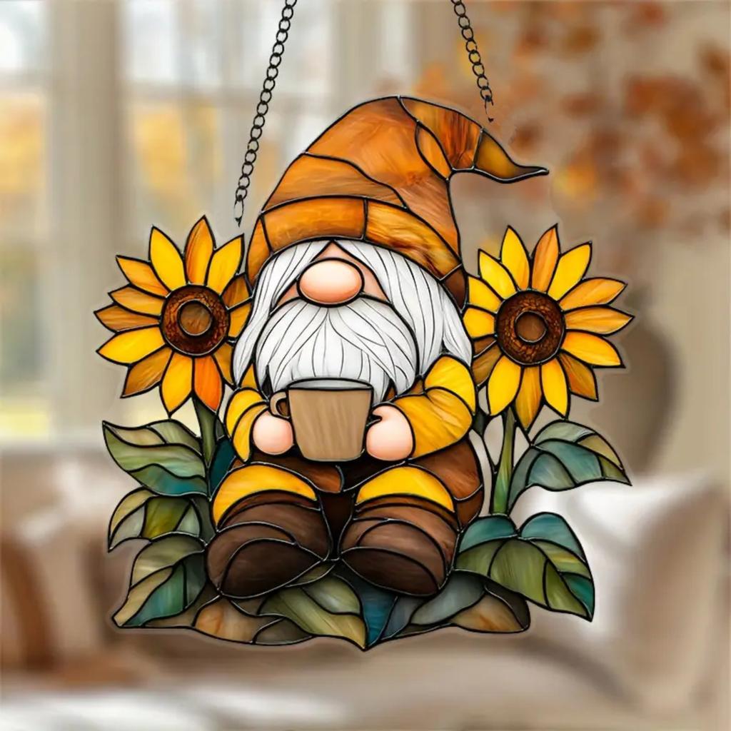 1PcDwarf Sunflower Decorative Pendant Hanging Decoration Hanging Pendant Wind Chime Suncatcher Home Window Ornament Garden Decor