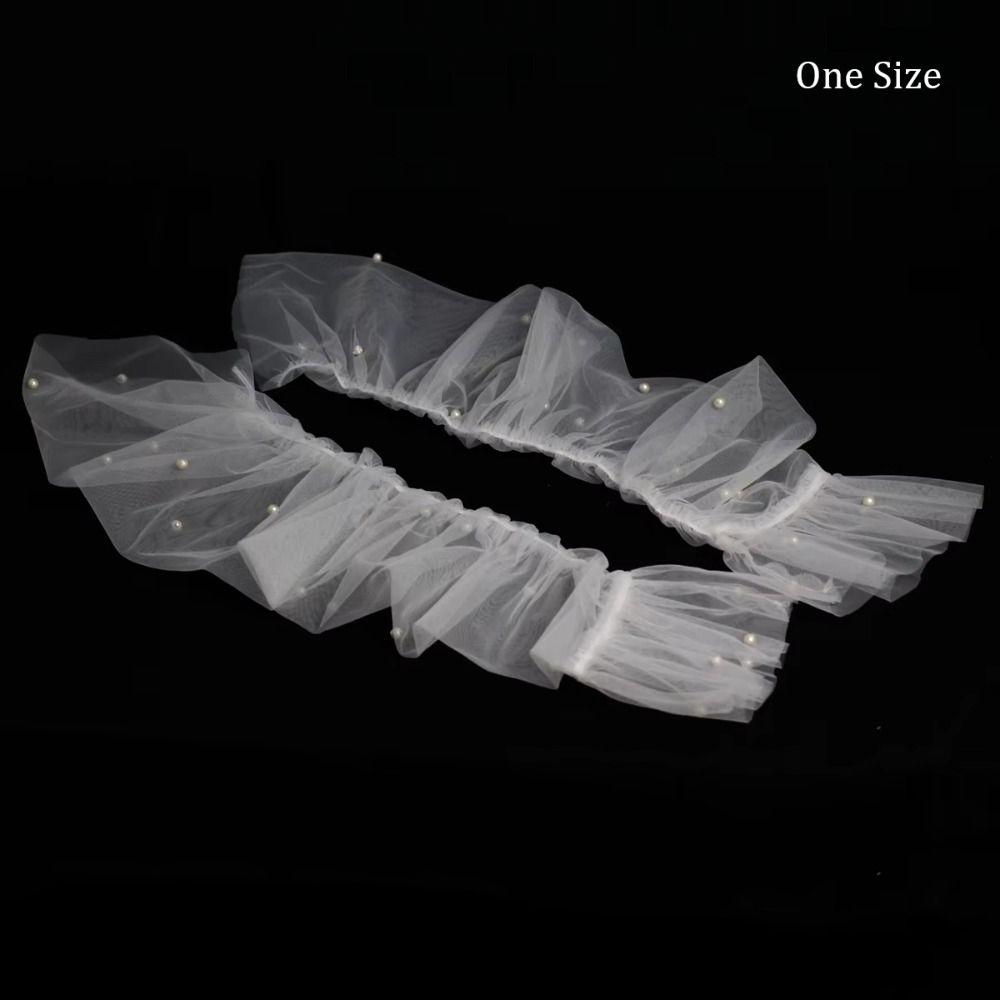 Белые Длинные Свадебные Перчатки Универсальные Складчатые Тюлевые Жемчужные Наручи Свадьба, Конкурс Красоты, Выпускной