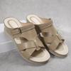 Summer New Large Size Wind Light Slope Heel Women's Slippers Metal Belt Buckle Beach Shoes Women