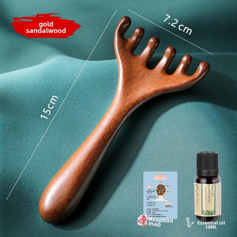 Массажер из рогов сандалового дерева: Расческа для кожи головы с пятью зубцами