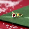 Dripping Oil Christmas Finger Buckle Cartoon Enamel Elk Ring Vintage Decoration