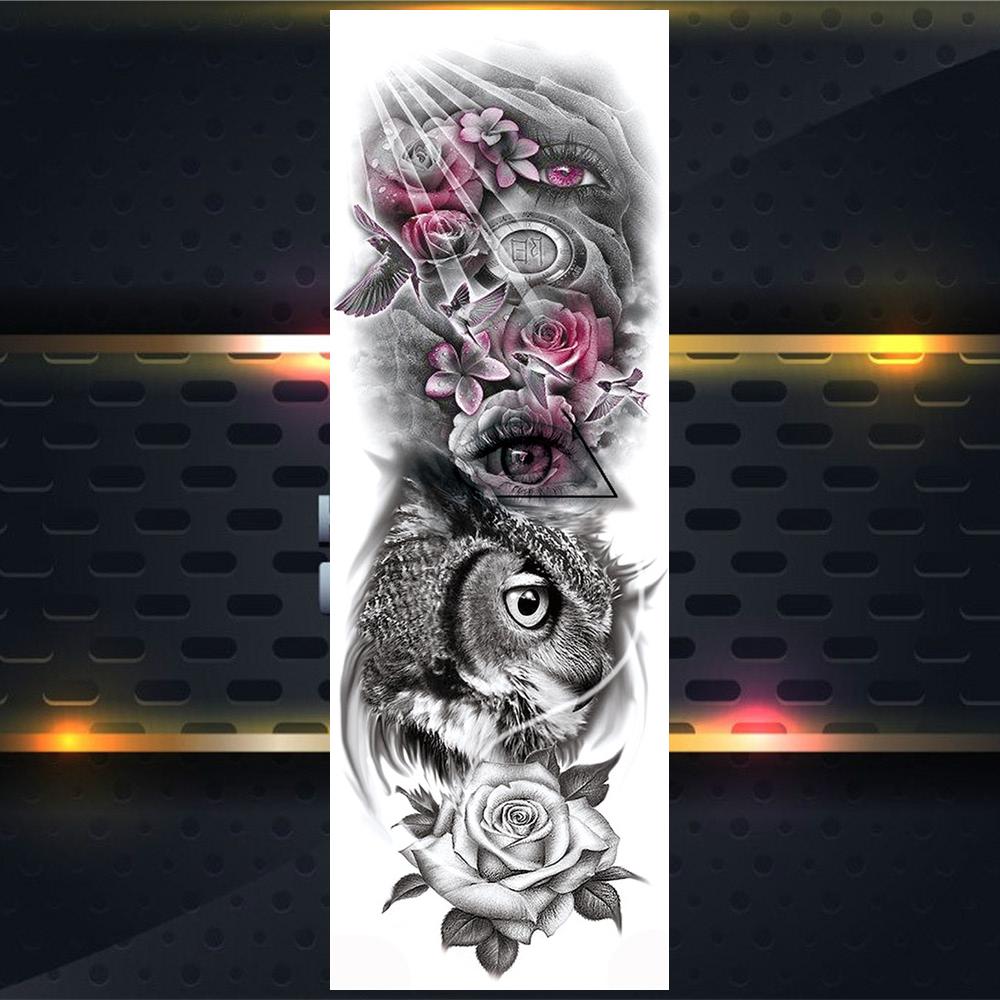 Длинные Временные Татуировки На Полную Руку Для Мужчин Мальчиков Лев Король Зверей Военная Тату Боди-Арт Хна Поддельные Волк Водонепроницаемые Рукава Татуировки Наклейки