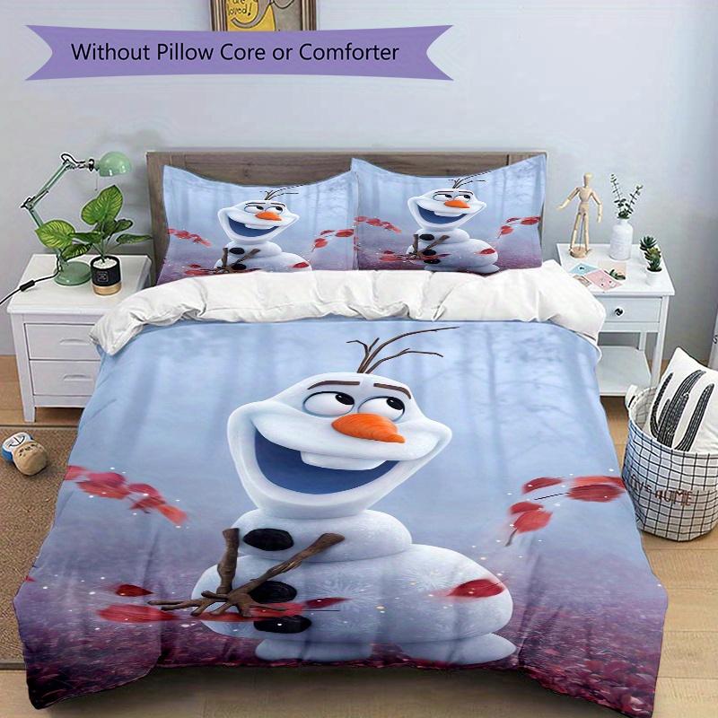 3pcs Frozen II Olaf Snowman Quilt Cover Set, Soft and Cozy Bedroom, Guest Room and Dorm Decorative Bedding 3-Piece Set 1 Quilt Cover + 2 Pil